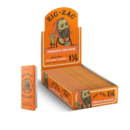 Zig-Zag Rolling Papers - 1 1/4 French Orange Rolling Papers - Natural Gum Arabic - 78 MM - 24 Booklets with 32 Papers per Booklet