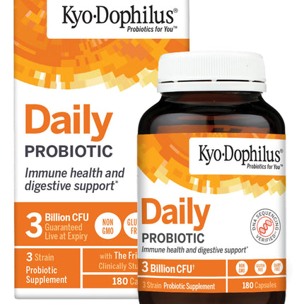 Kyo-Dophilus Daily Probiotic - Immune & Digestive Health Support* - Clinically Studied Friendly Trio Strains - Adult Probiotic Capsules - 180 Capsules (90 Servings)
