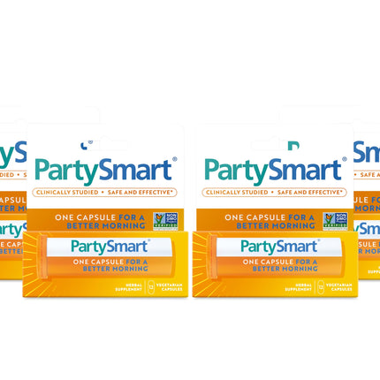 Himalaya PartySmart, 12 Capsule Tube - Alcohol Breakdown Liver Support for a Better Morning After Drinking - Plant Based, Vegan, Non-GMO, Gluten Free, Clinically Studied (Pack of 4)