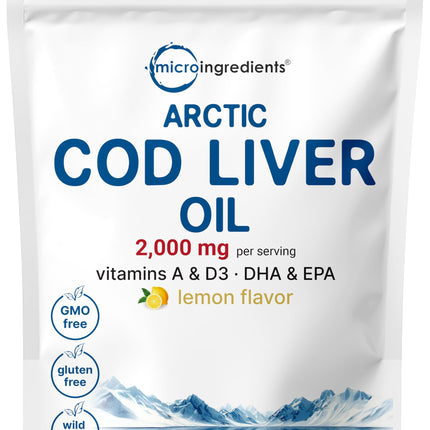 Cod Liver Oil 2,000mg Per Serving, 360 Softgels | Burpless Lemon Flavored – Rich in Omega 3, Vitamins A & D3, EPA, DHA | Wild Caught Arctic Deep Sea Fish | Heart, Brain, & Immune Supplement