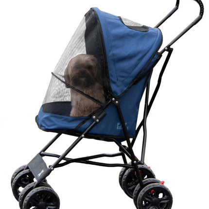Pet Gear Travel Lite Plus Stroller, Compact, Easy Fold, No Assembly Required, Large Wheels for Cats and Dogs up to 15 pounds, Blue Oasis