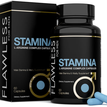 FLAWLESS FOR MEN Stamina | Extra Firm Hard On Pills | Fast Acting L-Arginine, L -Citrulline & Nitric Oxide Supplement for Men | Promotes Male Vitality, Blood Flow and Endurance | 60 Capsules