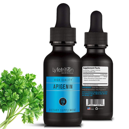 Lyfetrition Apigenin Supplement 70mg, 4 Oz Liquid, 220 Servings, Made in USA, Quick Absorption, Quality Potent Ingredients, Non-GMO, Cruelty-Free Products