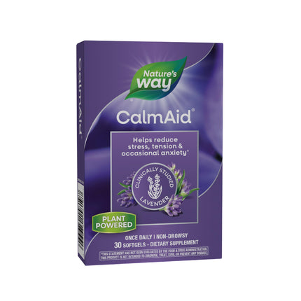Nature's Way CalmAid Lavender Oil Supplement for Calm & Stress Support*, Clinically Studied Silexan Lavender Oil, Non-Drowsy, Daily Softgels, 30 Count