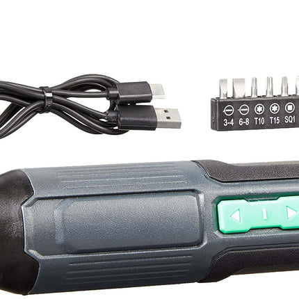 Amazon Basics by SKIL 4V Cordless Stick Screwdriver with 10-Piece Bit Set, USB Cable, LED Light, 3 Torque Settings