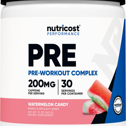 Nutricost Pre-Workout Powder (Watermelon Candy) 30 Servings - GMO-Free, Gluten-Free, Vegetarian