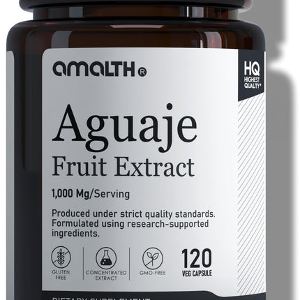 Amalth Aguaje Curves Capsule for Women 1000 mg- Extra Strength from Peru Natural Supplements- 120 Capsules Non- GMO Premium Quality Pills