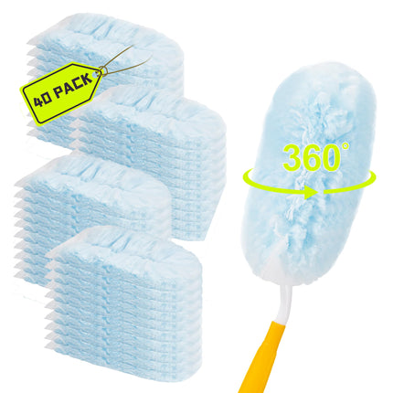 40 Count Duster Refills Kit for swiffer Duster,360° Heavy Duty Duster Refills, Disposable Microfiber Duster for Cleaning Home (40 Count Refills+2Handle)