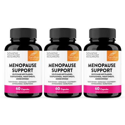 Complete Menopause Support Supplement For Women | With Ashwagandha, Black Cohosh, Dong Quai & Muira Puama | Helps Easing Hot Flashes Night Sweats Mood Swings Hormone Balance & Harmony | 180 Capsules