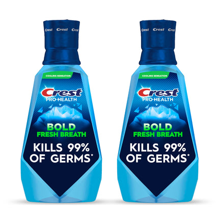 Crest Mouthwash Pro-Health Bold Fresh Breath, 99% Germ Kill, Antigingivitis & Antiplaque, Clean Mint - 1 L (33.8 fl oz), Pack of 2
