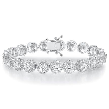 Gemsme Tennis Bracelet for Women 1 Row 18K White Gold Plated 5mm Round Cubic Zirconia Bracelets