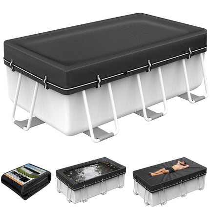 8x14Ft Rectangular Pool Cover, Swimming Pool Cover for Above Ground Pool, Solar Cover Including Full-Circle Windproof Buckle, Winter Cover Ideal for Waterproof and Dustproof