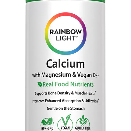 Rainbow Light Calcium Complex with Magnesium & Vitamin D3 + | 180 Tablets | Real Food Nutrients | Supports Bone Density & Muscle Health | Vegan Supplement for Men and Women
