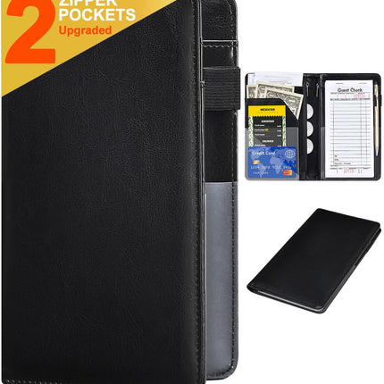 Server Books for Waitress - Leather Waiter Book Server Wallet with Zipper Pocket, Cute Waitress Book&Waitstaff Organizer with Money Pocket Fit Server Apron