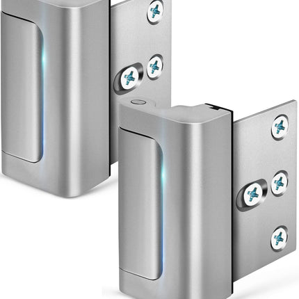 Home Security Door Lock, 2 Pack Childproof Door Reinforcement Lock with 3 Inch Stop Withstand 800 lbs for Top Front Inward Swinging Door, Upgrade Flip High Night Lock to Defend Your Home Kids