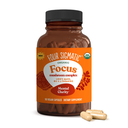 Four Sigmatic Focus Capsules | Lion's Mane Supplement Capsules | Brain Boosting Complex with Ashwagandha, Bacopa Monnieri & Rhodiola | Vegan Nootropic Adaptogen & Mushroom Supplement | 30 Servings