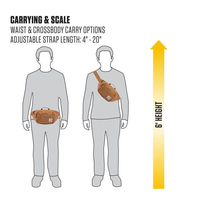 Carhartt Classic Adjustable Sling Bag, Durable, 600-Denier Water Resistant Hip Pack, Essential Wait Pack (Gravel)