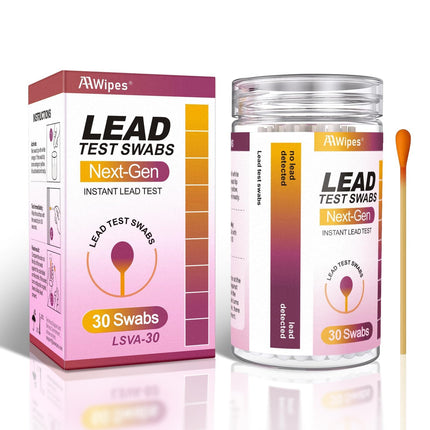 AAwipes Lead Test Kit 30 Swabs Enhanced Lead Testing Formulation At Home Lead Paint Test Kit Testing for Paint Ceramics - Quick Results in 30s Lead Detector (30)