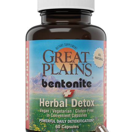 Yerba Prima Bentonite Clay Plus Herbal Detox - 60 Veggie Capsules - Natural Cleansing Supplement
