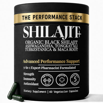 Highest Potency Black Shilajit for Men – 80% Fulvic Acid – Tongkat Ali, Ashwagandha & Turkesterone – Pure Himalayan Shilajit Capsules – Natural Test Booster – Male Enhancing Supplement