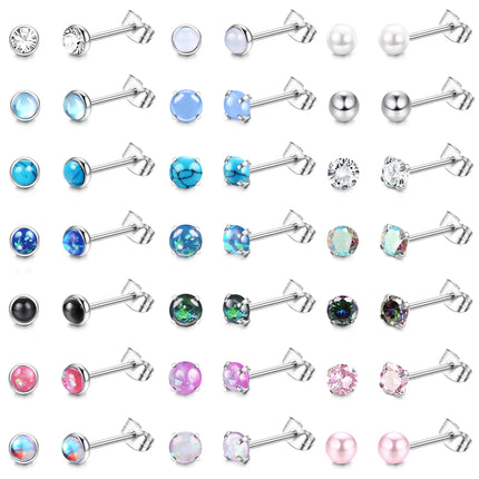 YADOCA 21 Pairs Hypoallergenic Surgical Steel Stud Earrings for Women Men