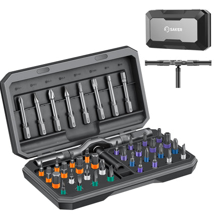 Saker 42 in 1 Magnetic Screwdriver Set for Fathers Day, Multi Bit Free Combination Ratchet Screwdriver Set Portable Repair Tool Kit for Gifts Furniture, Computer, Bicycle and DIY Grey