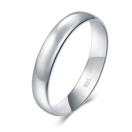 BORUO Wedding Band, Sterling Silver Stacking Ring, 4mm Size 7.5