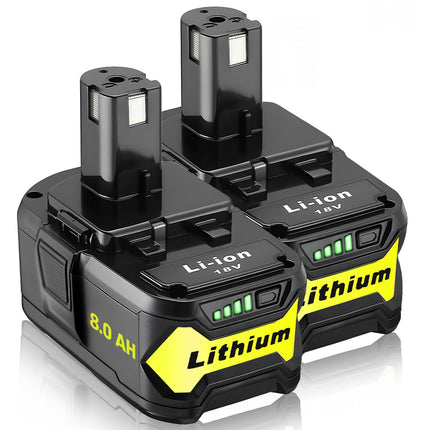 Ultraxxis 2 Packs 8.0Ah High Capacity Replacement for Ryobi 18v Battery P108 P104 P105 P102 P103 P122 P109 Li-ION Compatible with Ryobi 18V ONE+ System Cordless Power Tools and Charger