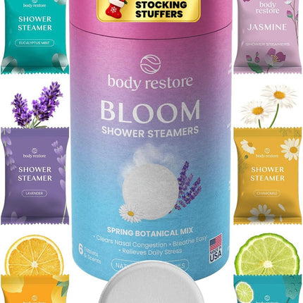 BodyRestore Shower Steamers Aromatherapy, Gifts for Women, Bloom 6 Pack