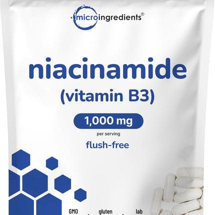 Vitamin B3 Niacinamide 500mg Per Capsule, 400 Capsules | 1,000mg Flush Free Niacin Per Serving, Essential B Vitamin Supplement | Non-GMO, Gluten Free