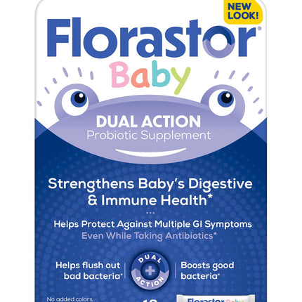 Florastor Baby Daily Probiotic Supplement, Powder Mixes with Milk, Formula or Soft Foods, Saccharomyces Boulardii CNCM I-745 (18 Powder Sticks)