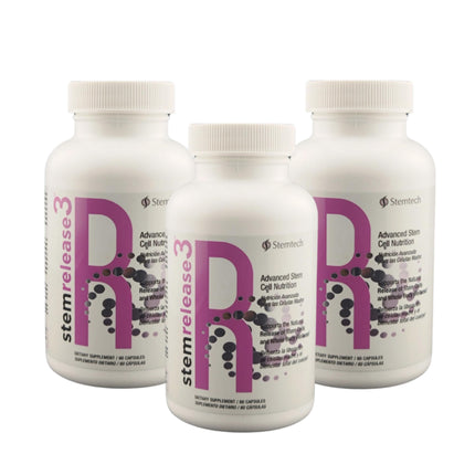 Stemtech Stemrelease3™ Cutting-Edge Stem Cell Nutrition for Natural Renewal and Youthful Vitality, Exclusive Blend for Enhanced Telomere Health 60 Capsules (3 Pack)