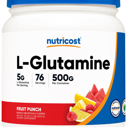 Nutricost L-Glutamine Powder 500 Grams (Fruit Punch) - (76 Servings per Bottle)