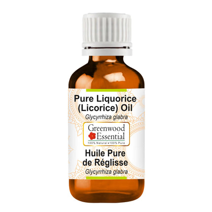 Greenwood Essential Liquorice (Licorice) Oil (Glycyrrhiza glabra) | Infused | Pure | Non-Sticky | Lightweight | for Skin Blends | Botanical Extract | Men & Women | 10ml (0.33 oz)