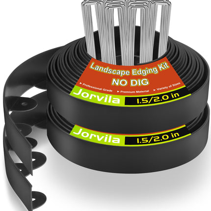 Jorvila No Dig Landscape Edging Kit, 1.5" x 60' Plastic Garden Edging
