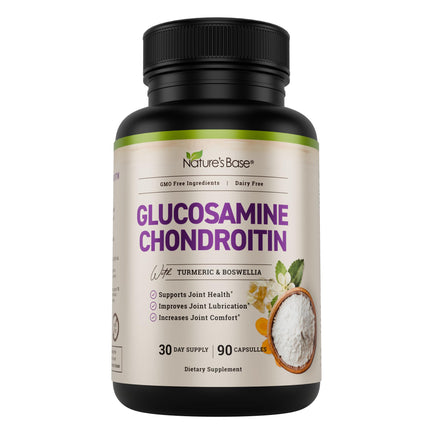 Glucosamine Chondroitin MSM for Joint Support - with Collagen and Turmeric - Supplement for Mobility, Flexibility & Comfort - for Men & Women, 90 Capsules
