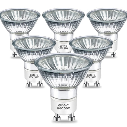 GU10 Halogen Bulb 120v 50w Warmer Bulbs, 2800k Warm White gu10 Dimmable for Candle Warmer, Scent Wax Burner, Fragrance Melt, Warming Bulb Pack of 6