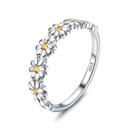 MILACOLATO 925 Sterling Silver Rings for Women Dainty CZ Daisy Flower Ring