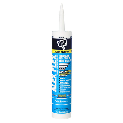 DAP Alex Flex Premium Molding & Trim Siliconized Sealant, White, 10.1 Oz (7079818542)