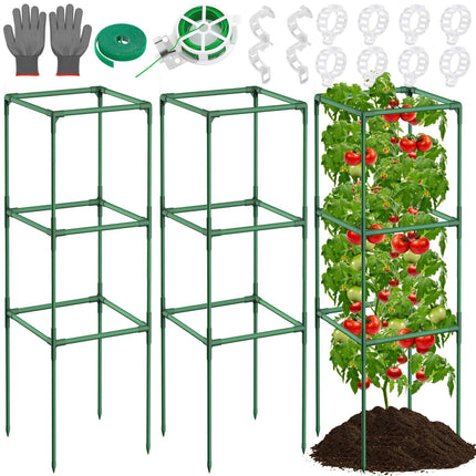 Lezmarket 3 Pack Tomato Cages for Garden, Tomato Trellis for Raised Garden Bed with Plant Clips and Twist Ties for Climbing Plants, 43 inches