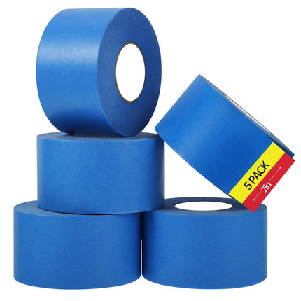 Fyguard 5 Rolls Painters Tape 2 Inch Wide, Blue Painters Tape Bulk 1.89In × 55Yd × 5 Rolls Blue Tape, Multi-Surface Masking Tape for Wall Painting Edge Treatment DIY Crafts, Total 275 Yards