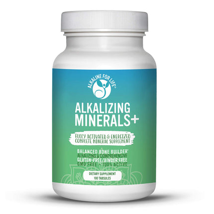 Alkaline for Life Alkalizing Minerals+, 19-Nutrient Multi-Mineral Supplement with Calcium, Magnesium, D3 & K2, Bone Support Formula, Gluten-Free, Binder-Free, 240 Tabsules