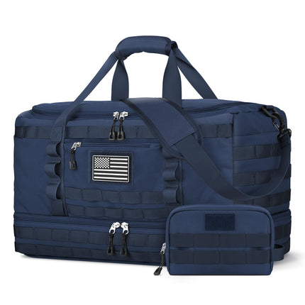 ETRONIK Travel Bag for Men Women, Gym Bag & Tactical Duffle Bags for Travel, Carry on with Toiletry Bag and Shoe Compartment, Weekender Overnight Trip with Wet Pocket for Workout Medical, Blue