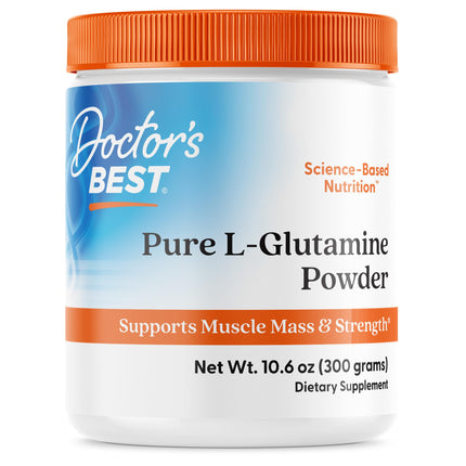 Doctors Best Pure L Glutamine Powder Supplement for Men & Women - L-Glutamine 5g Per Serving, Amino Acid Support, Supports Muscle Mass & Strength, Non-GMO, Gluten Free, Soy Free, Vegan - 10.6 oz