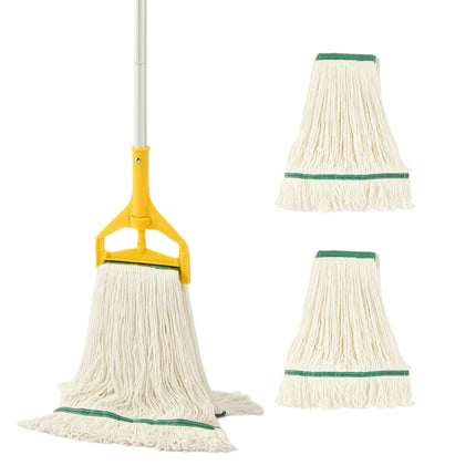 Commercial Industrial Mop with 59" Long Handle & 3 Replacement Mop Heads
