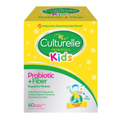 Culturelle Kids Probiotic + Fiber Packets (Ages 3+) - 60 Count - Digestive Health & Immune Support - Helps Restore Regularity
