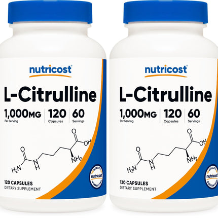 Nutricost L-Citrulline 500mg, 120 Capsules - Gluten Free, Non-GMO, 1000mg Per Serving (60 Serv) (Pack of 2)