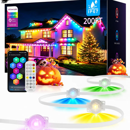 AMANEER Permanent Outdoor Lights for House, 200ft RGB Christmas LED Light