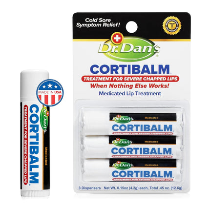 Dr. Dan's Cortibalm Lip Balm 3-Pack for Severely Chapped Dry & Cracked Lips