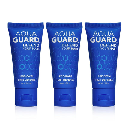 AQUA GUARD Pre-Swim Hair Defense | No More Swim Hair | Prevents Chlorine Damage + Softens Hair While Swimming | Made in California | Color Safe, Leaves Hair Smelling Great | 1 oz (3 Pack)
